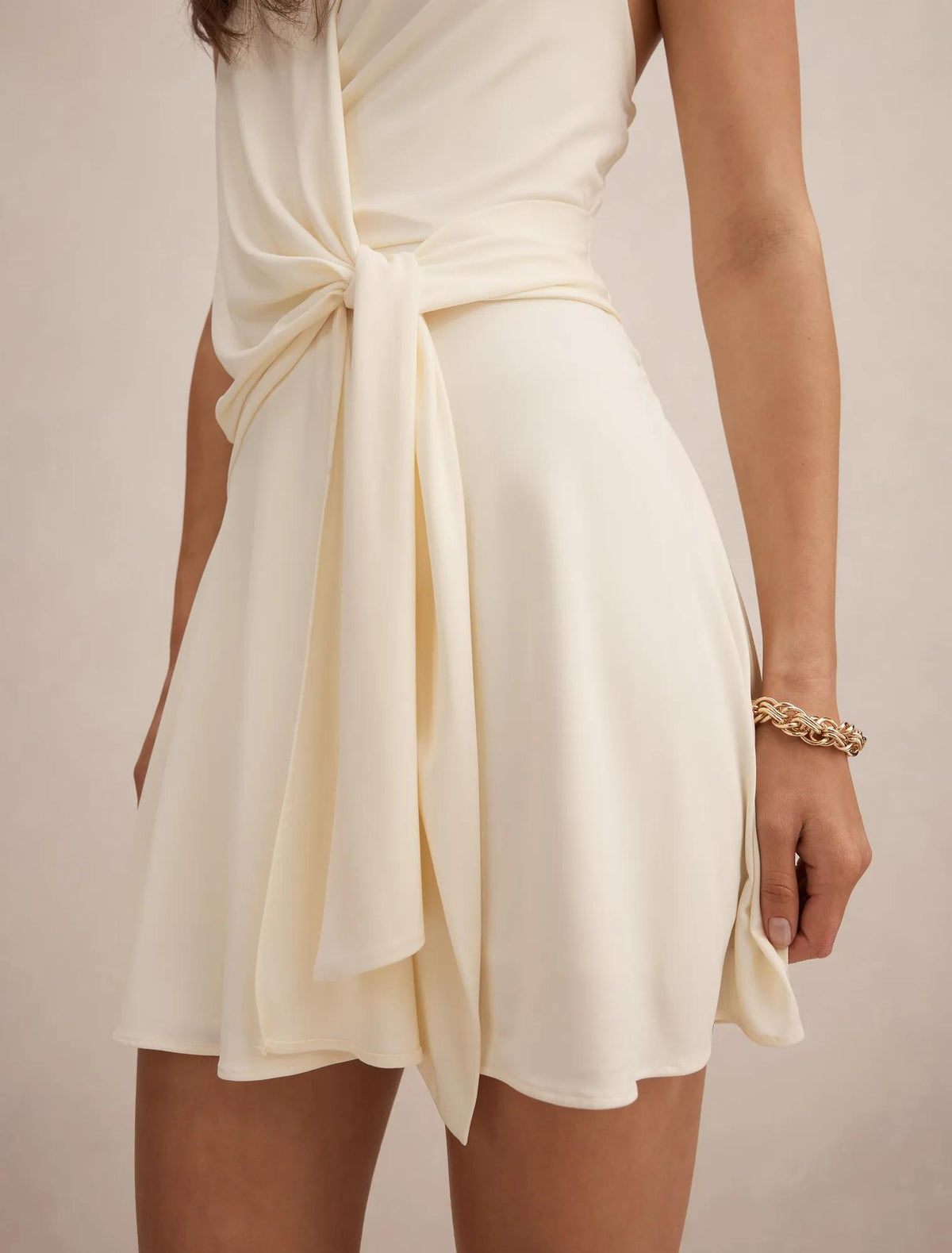 Aaliyah Wrap Halter Mini Dress Buttercup