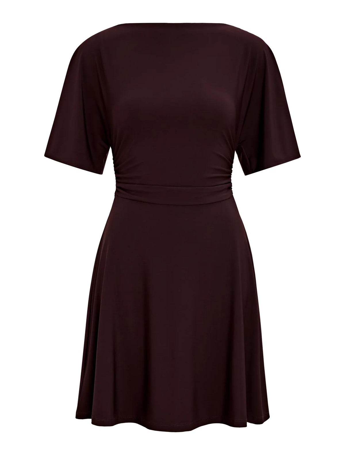 Cora Flutter Sleeve Tie Mini Dress Dark Chocolate_mannequin