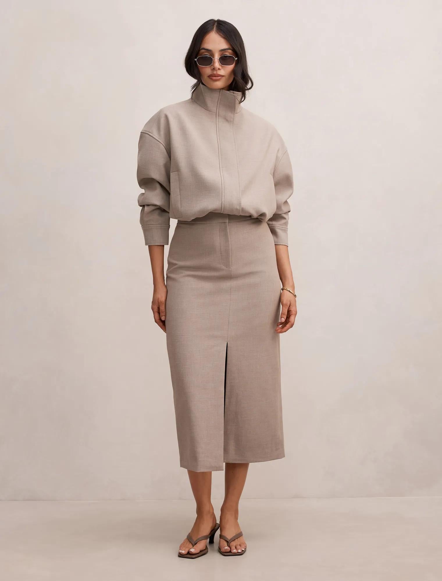 Maya Column Skirt Neutral Set