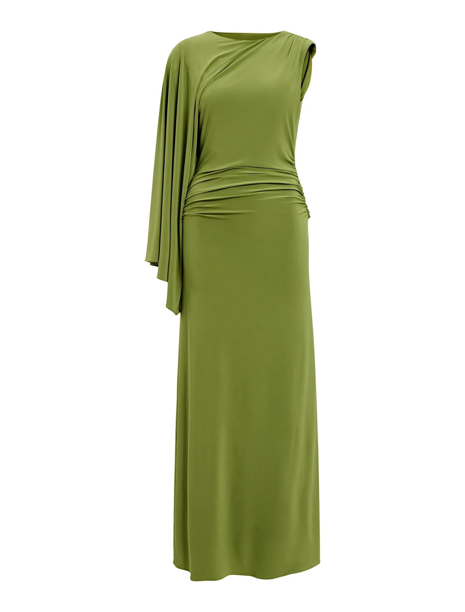 Fleur Cape Shoulder Maxi Dress Zesty Green