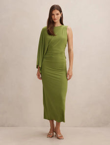 Fleur Cape Shoulder Maxi Dress Zesty Green
