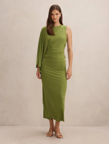 Fleur Cape Shoulder Maxi Dress Zesty Green