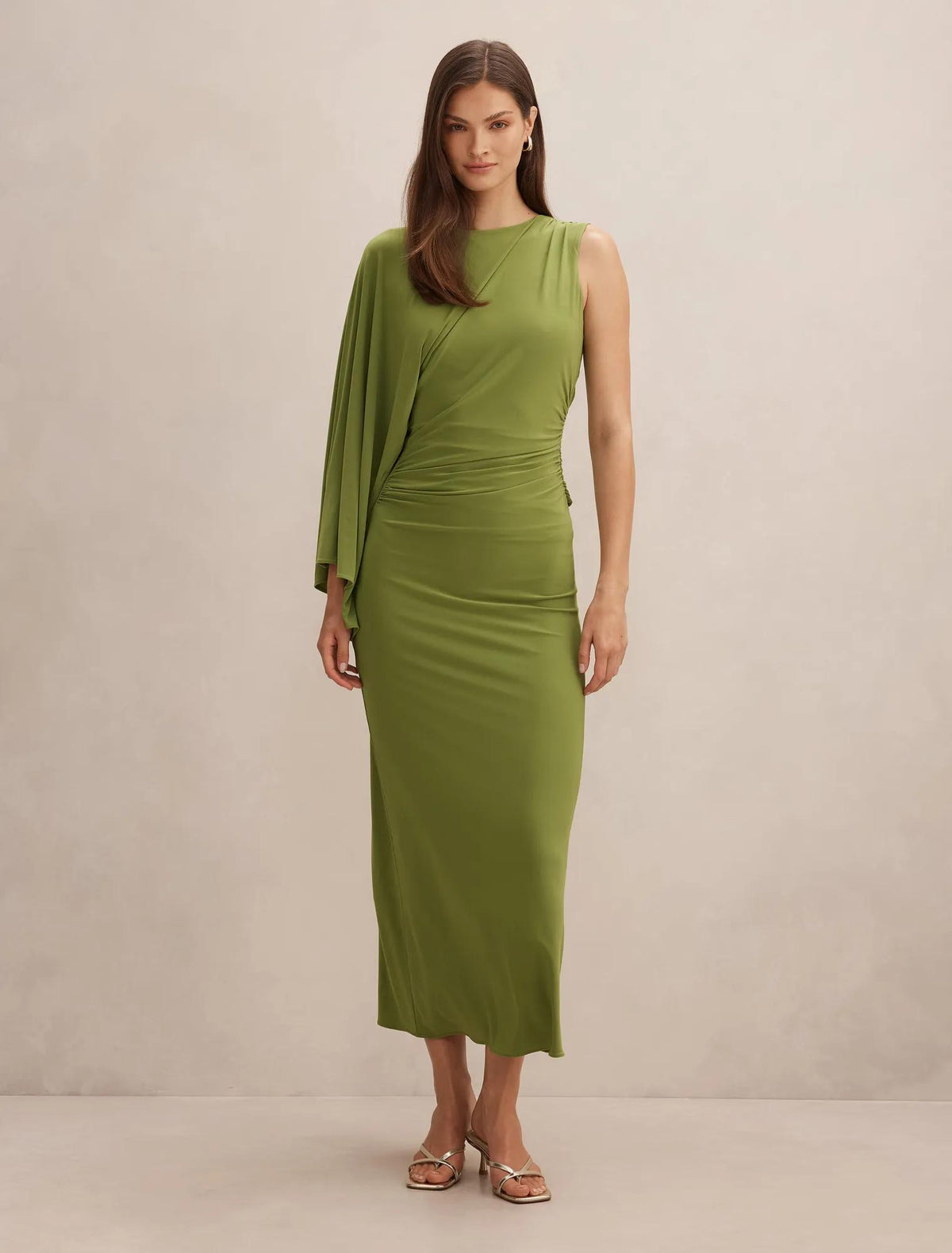 Fleur Cape Shoulder Maxi Dress Zesty Green