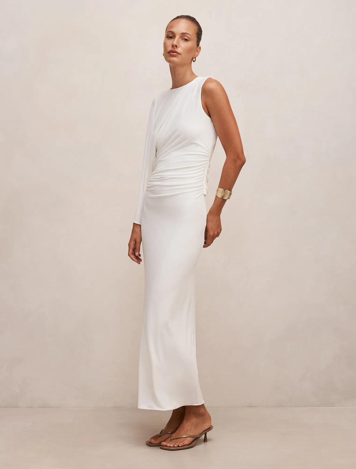 Fleur Cape Shoulder Maxi Dress Porcelain