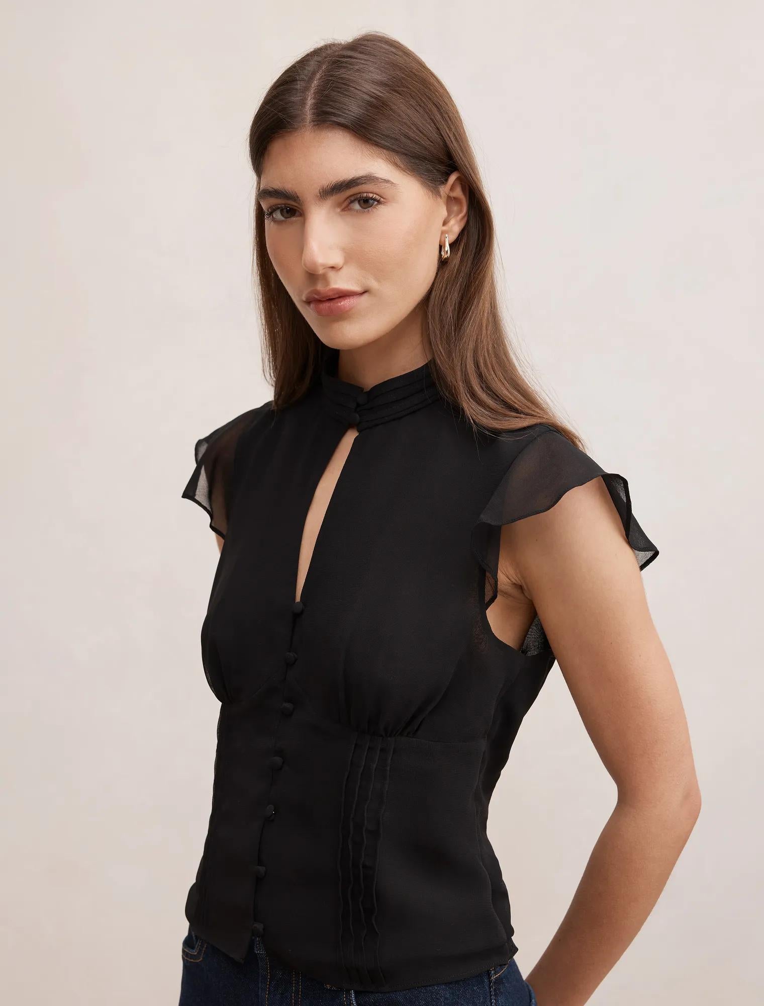 Eden Keyhole Blouse Black