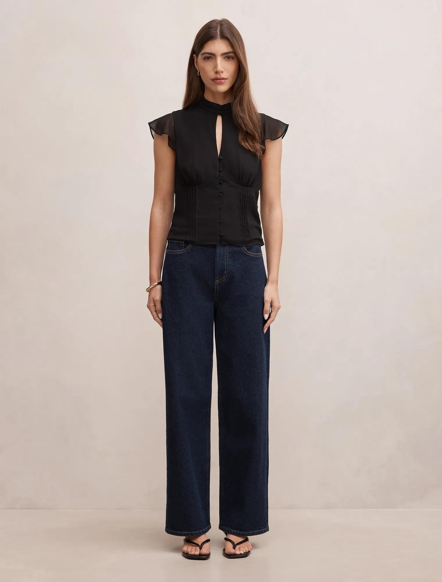 Eden Keyhole Blouse Black