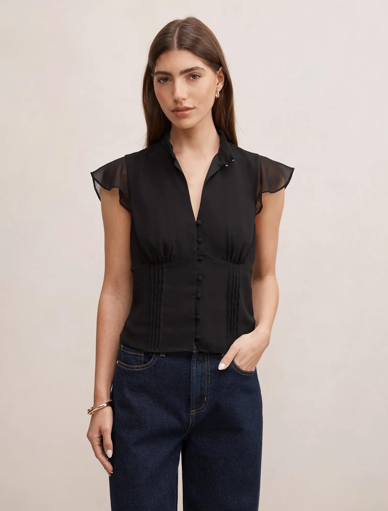 Eden Keyhole Blouse Black