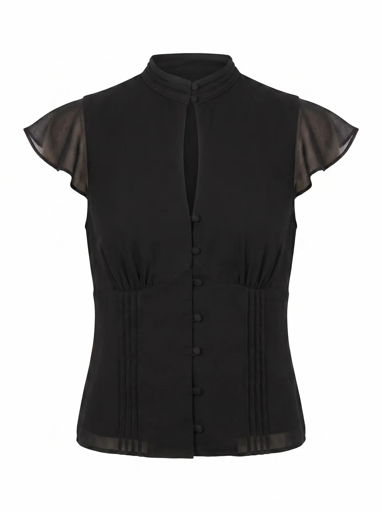 Eden Keyhole Blouse Black_mannequin