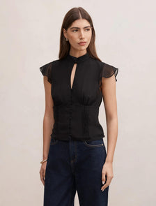 Eden Keyhole Blouse Black