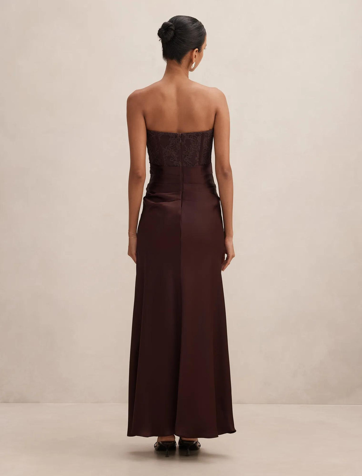 Ivy Petite Lace Corset Maxi Dark Chocolate