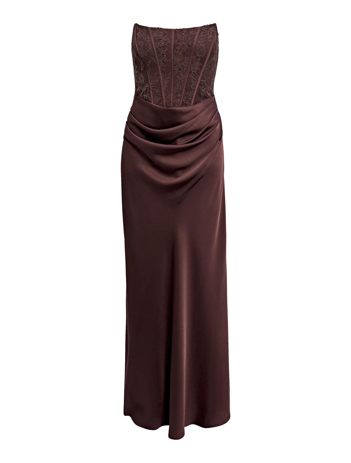 Ivy Petite Lace Corset Maxi Dark Chocolate_mannequin