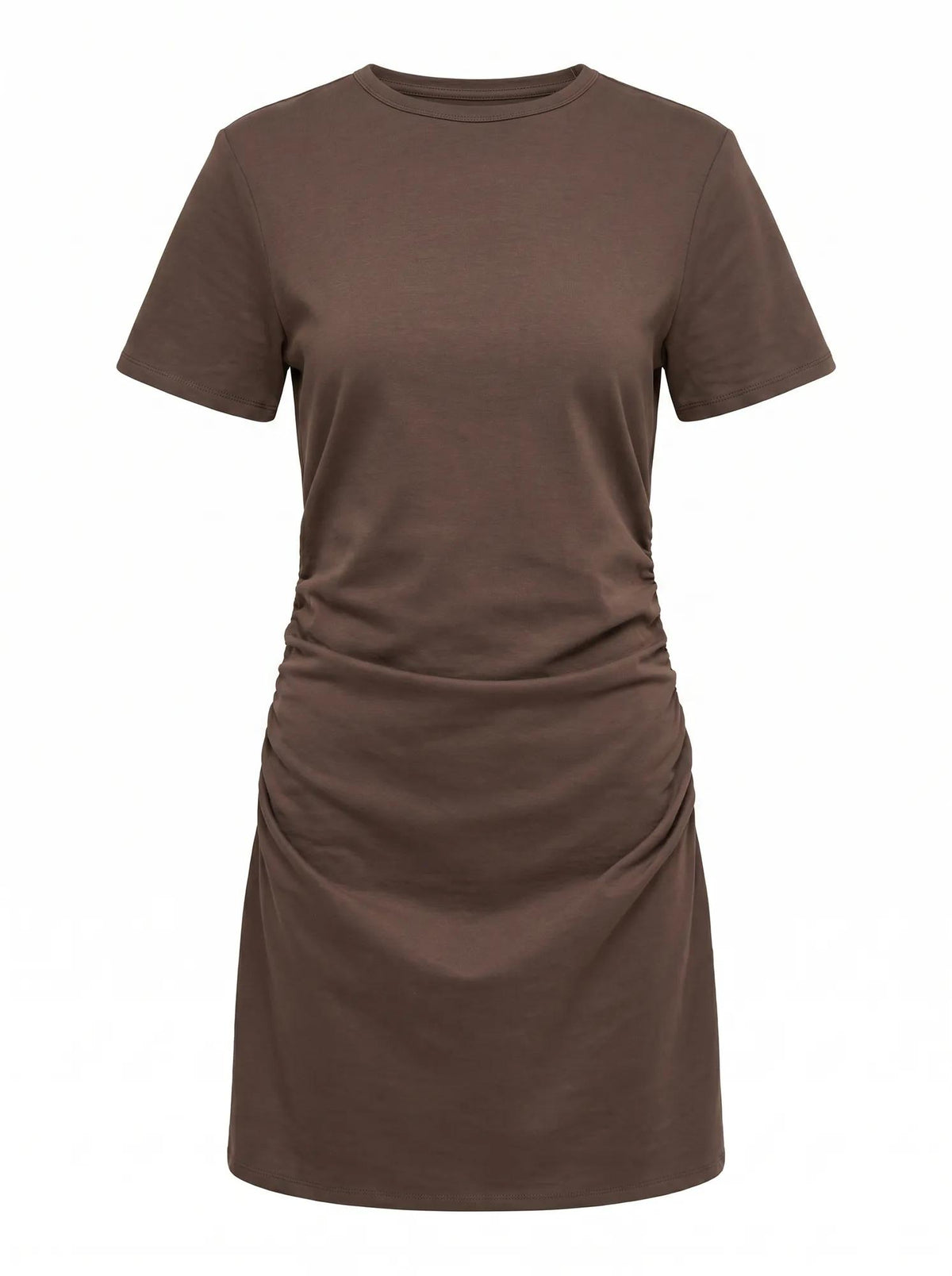 Eloise Cinched T-Shirt Mini Dress Chocolate Bark_mannequin