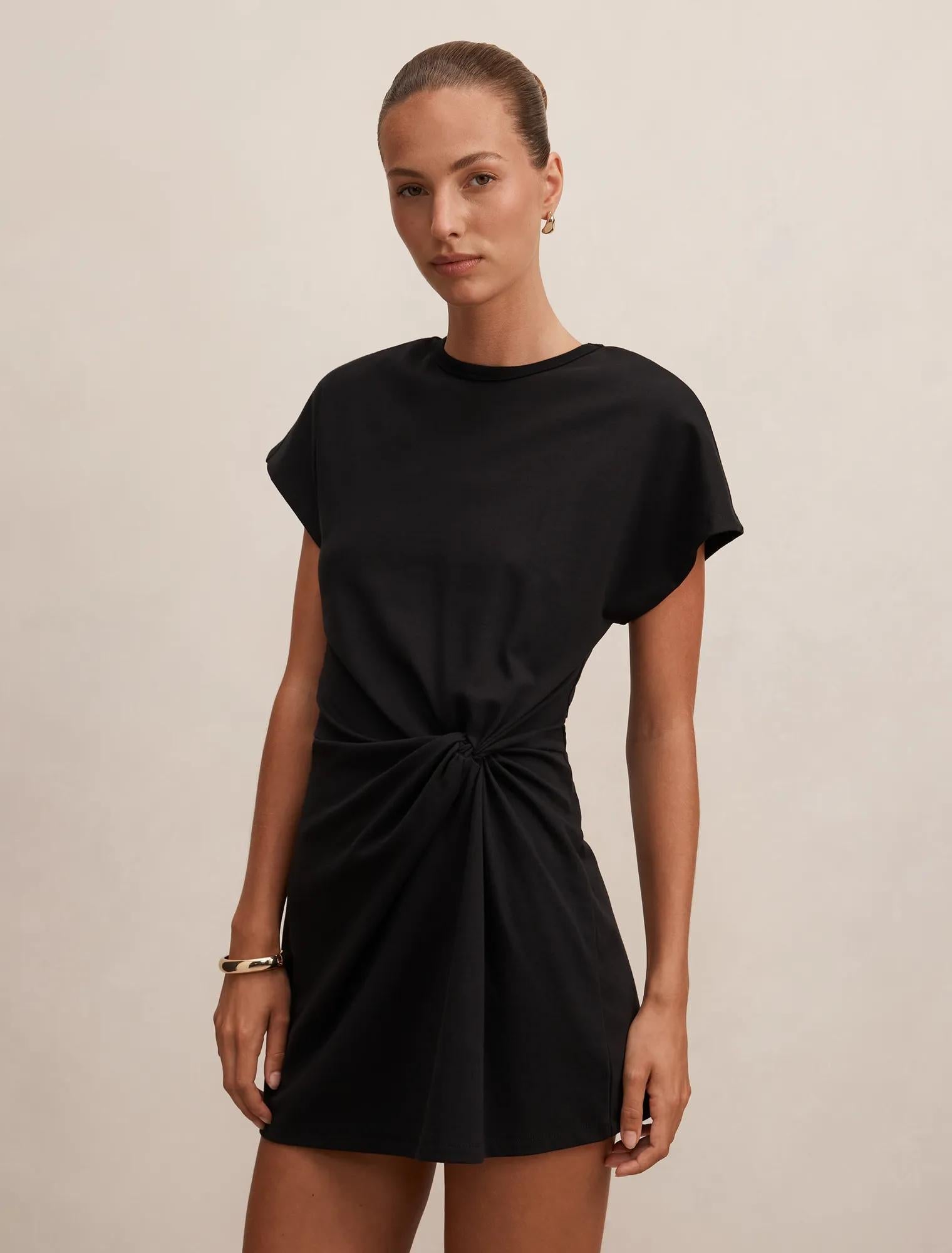 Rose T-Shirt Twist Mini Dress Black