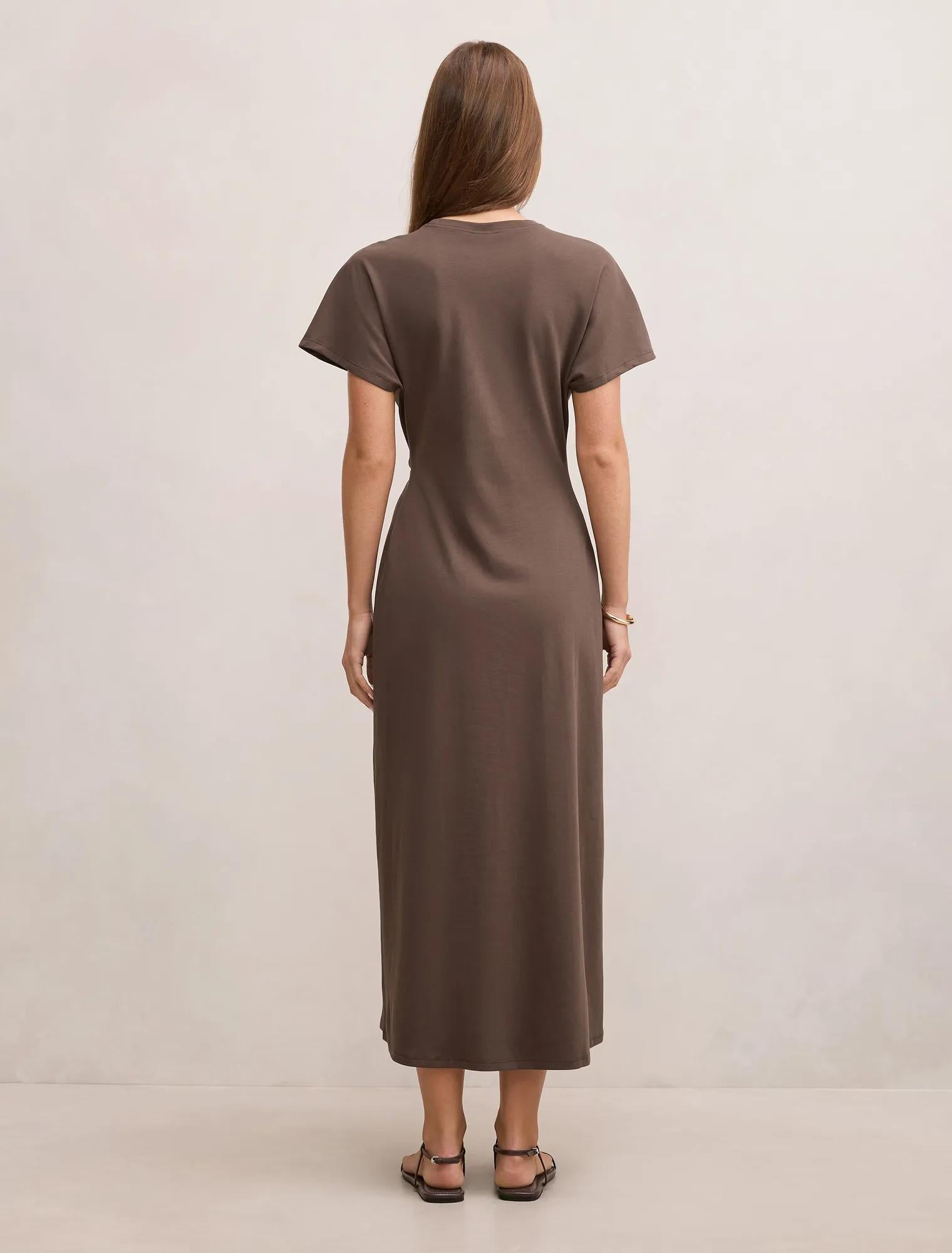 Rose T-Shirt Twist Midi Dress Chocolate Bark