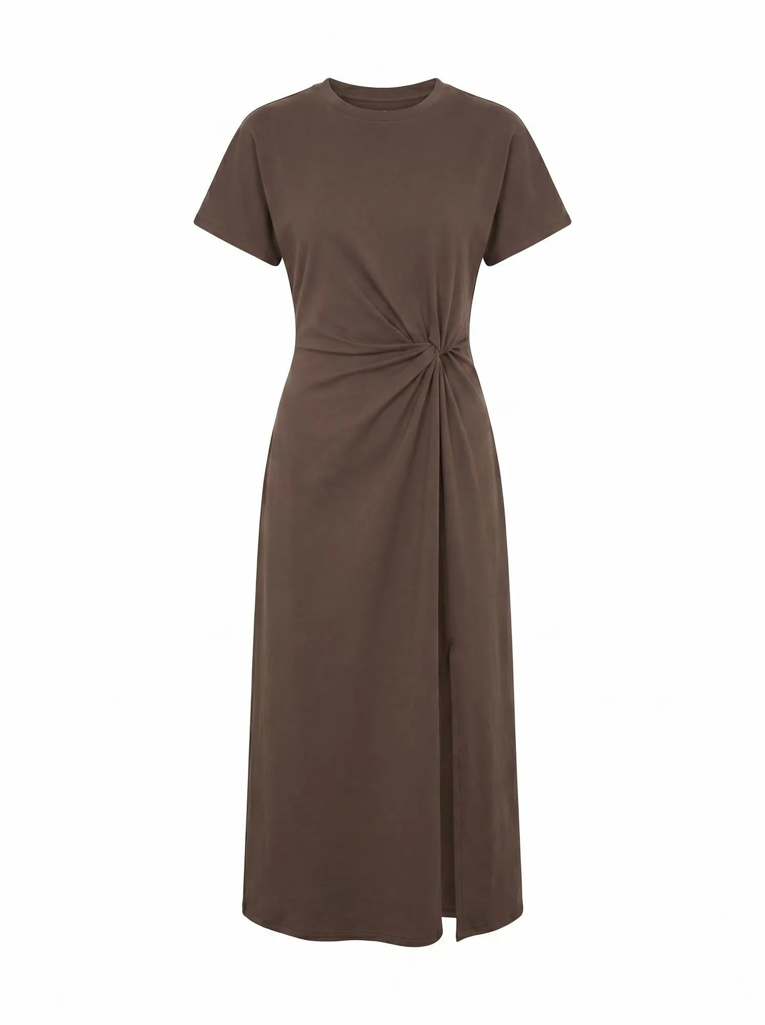 Rose T-Shirt Twist Midi Dress Chocolate Bark_mannequin