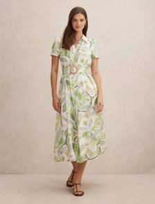 Avery Short Sleeve Seam Detail Midi Airlie Tile