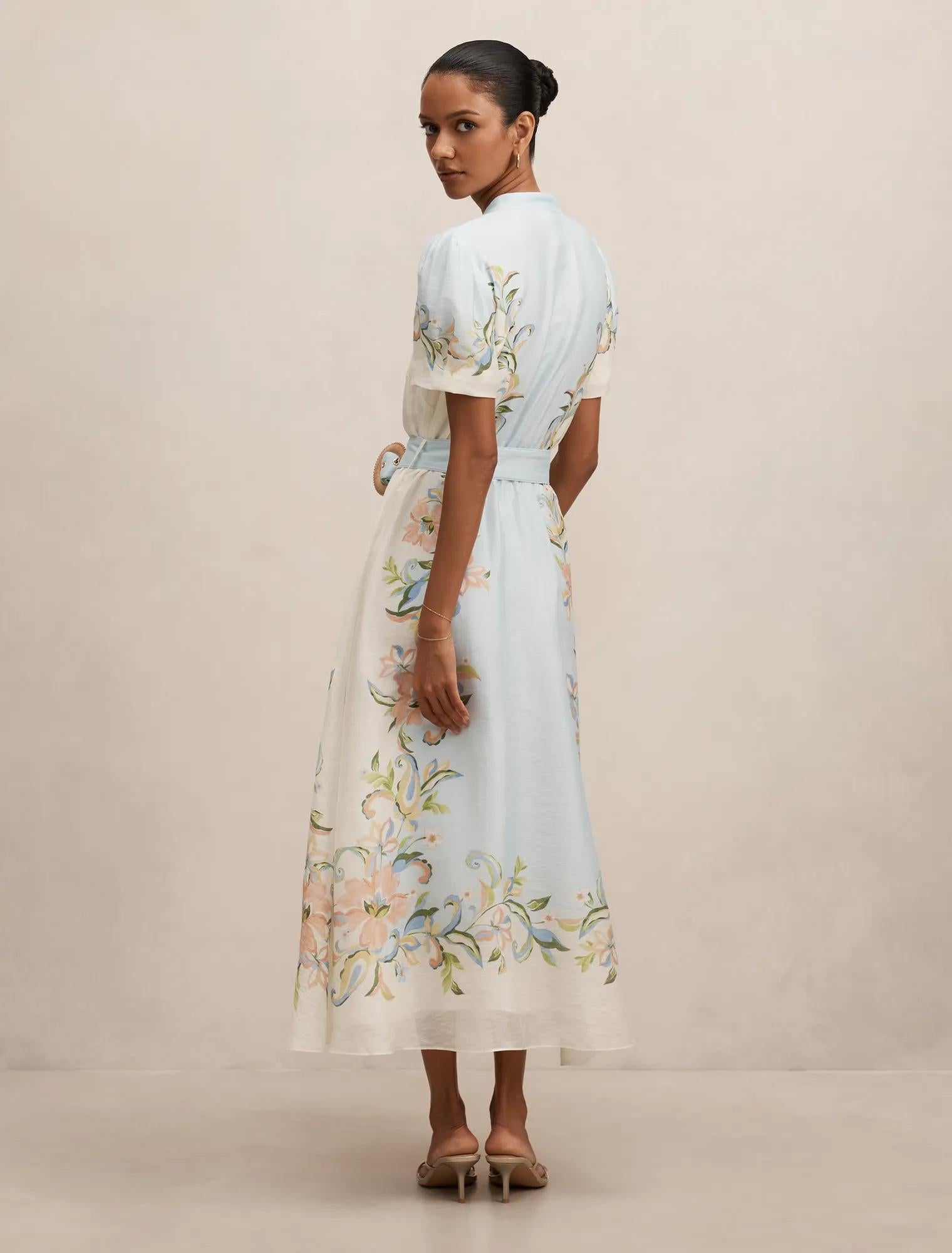 Briana Petite Printed Shirt Dress Blue Ada Floral