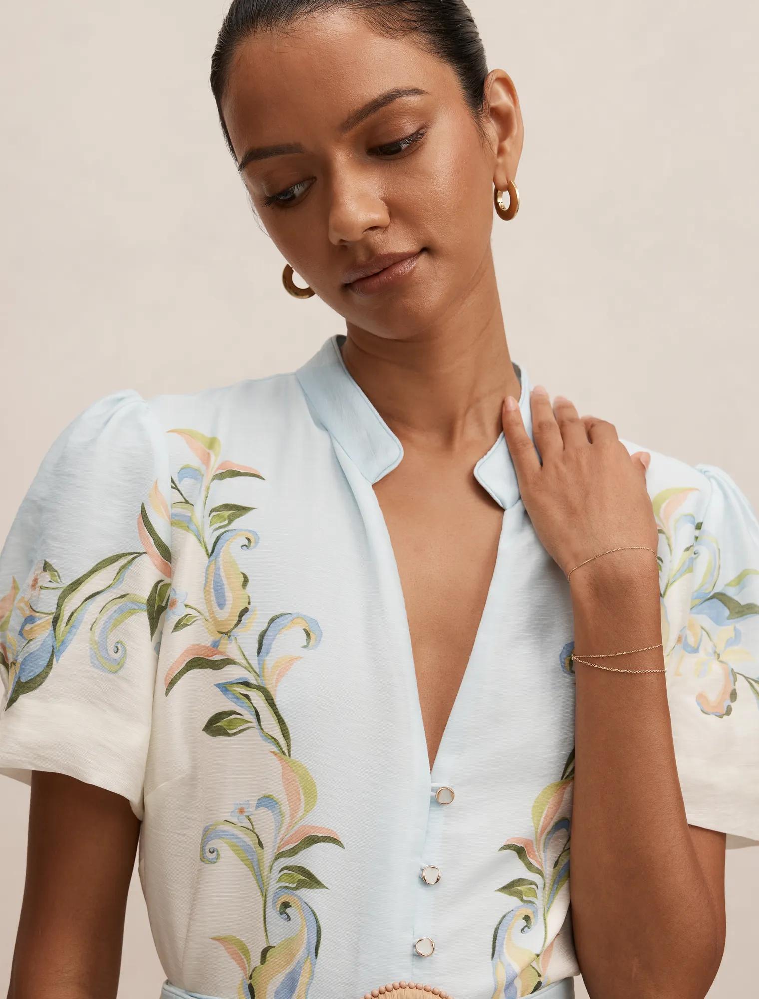 Briana Petite Printed Shirt Dress Blue Ada Floral