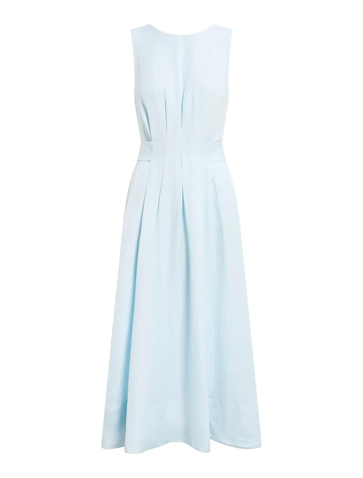 Rosie Linen Sleeveless Tuck Midi Dress Cooling Spray_mannequin
