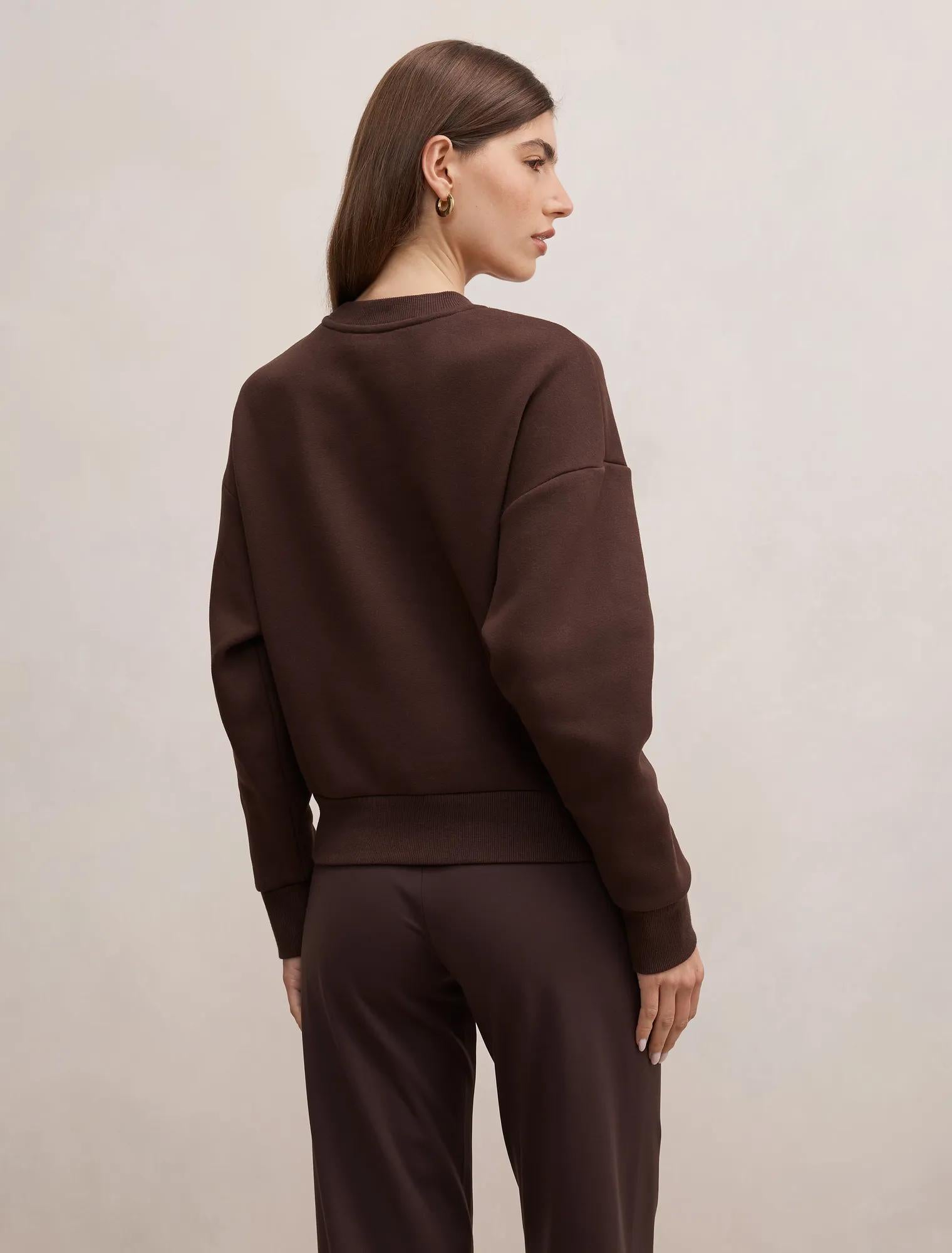 Winnie Fleece Crew Neck Sweater Chocolate Freckle