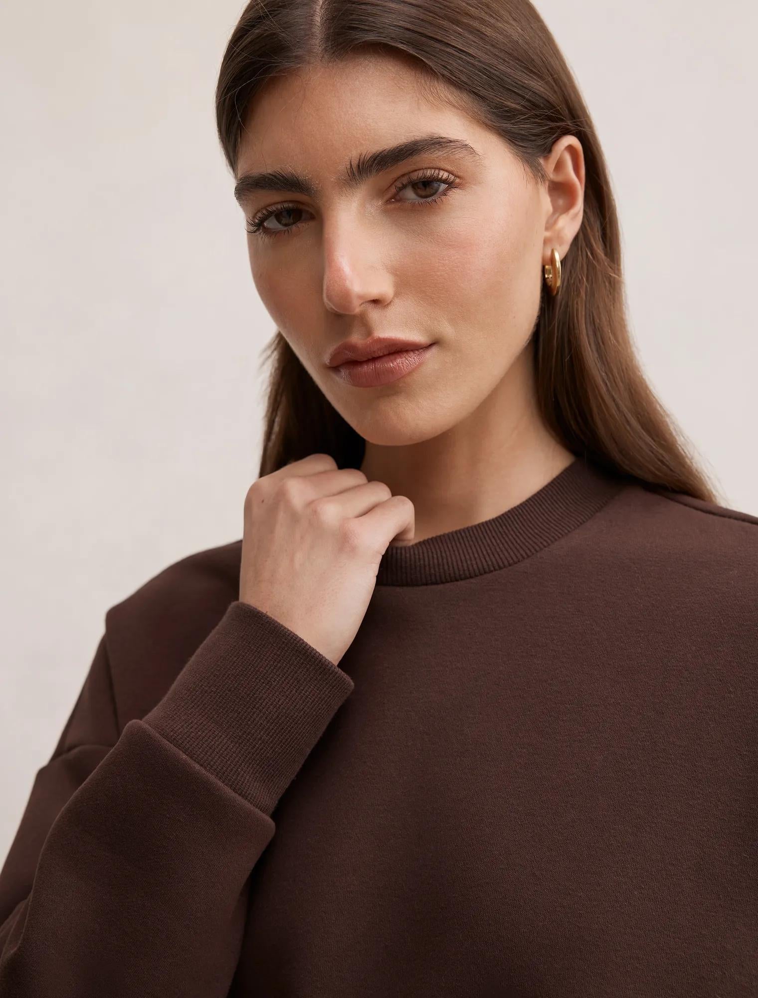 Winnie Fleece Crew Neck Sweater Chocolate Freckle