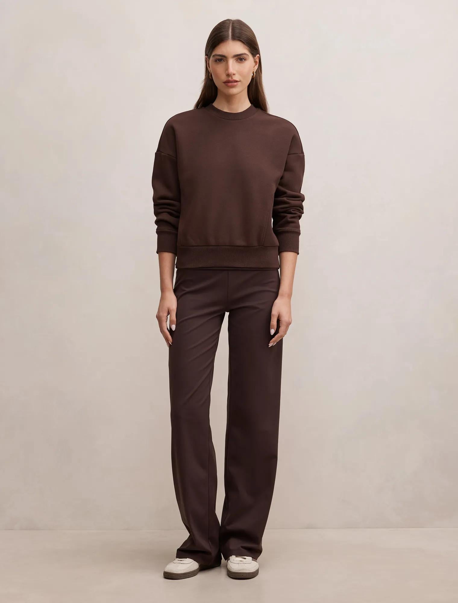 Winnie Fleece Crew Neck Sweater Chocolate Freckle