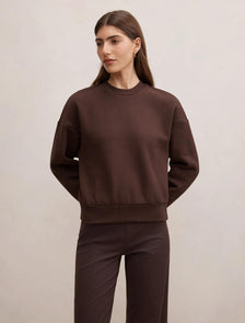 Winnie Fleece Crew Neck Sweater Chocolate Freckle