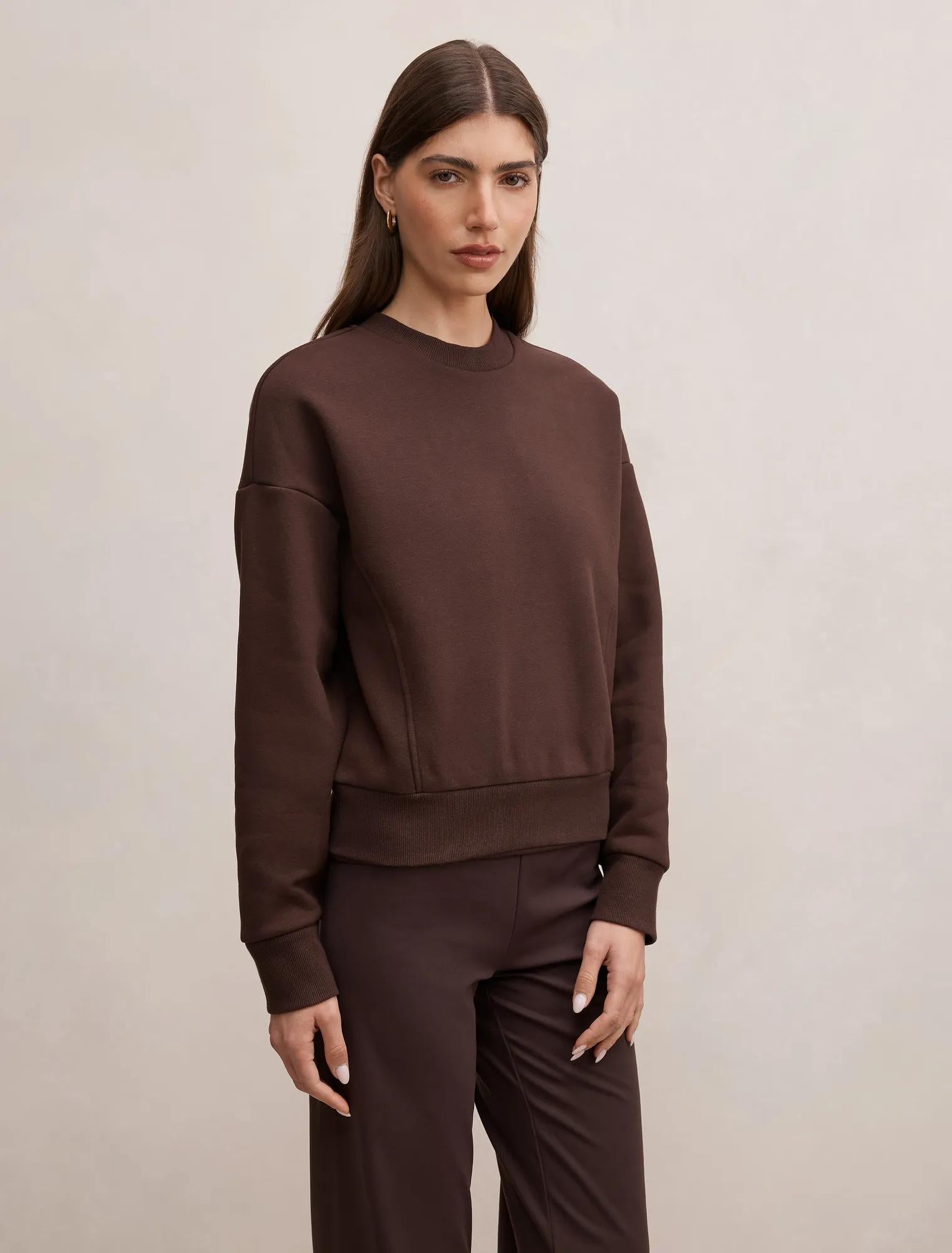 Winnie Fleece Crew Neck Sweater Chocolate Freckle