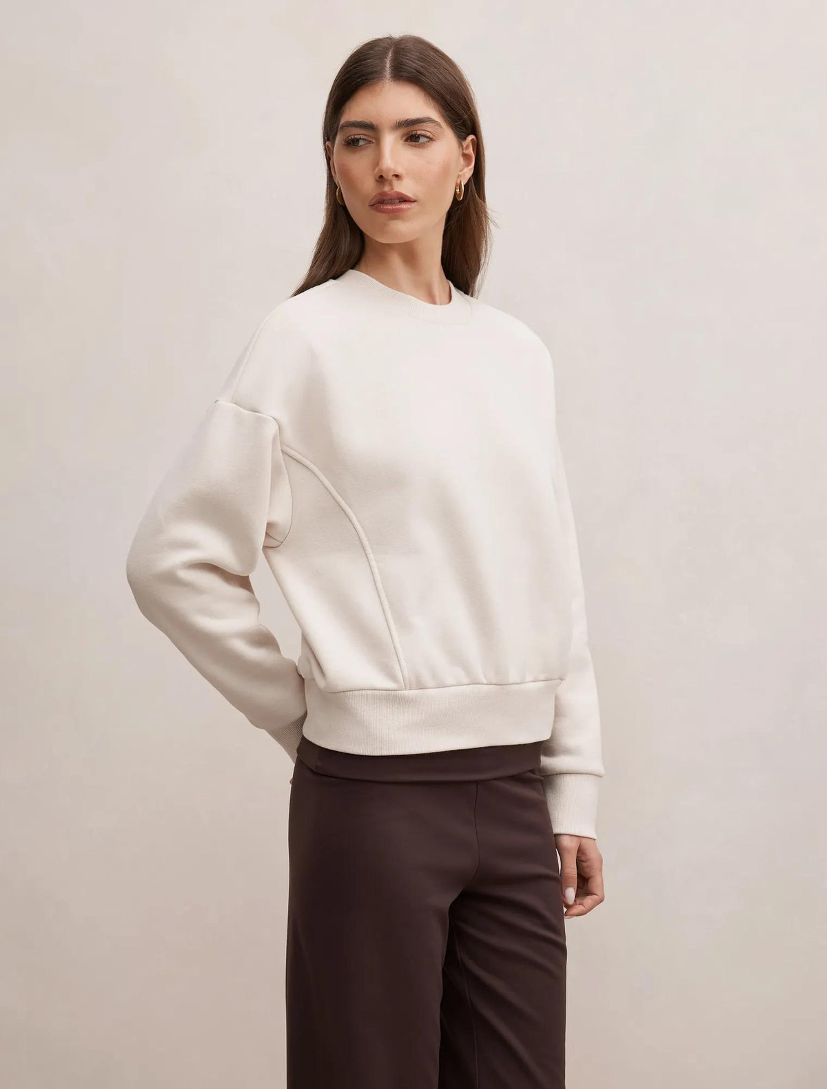 Winnie Fleece Crew Neck Sweater Cool Taupe