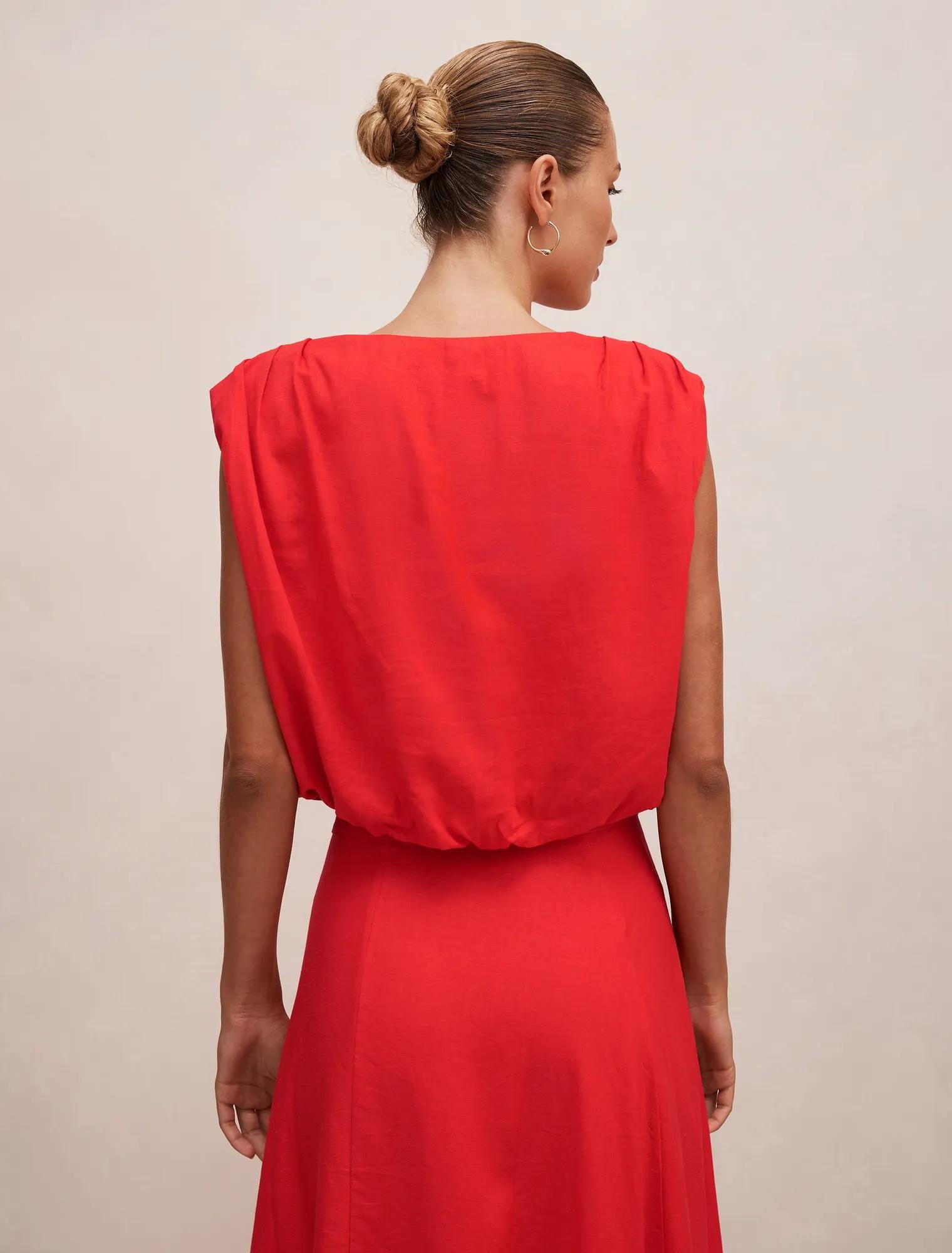 Naia Bubble Hem Top Cherry Tomato Co-ord