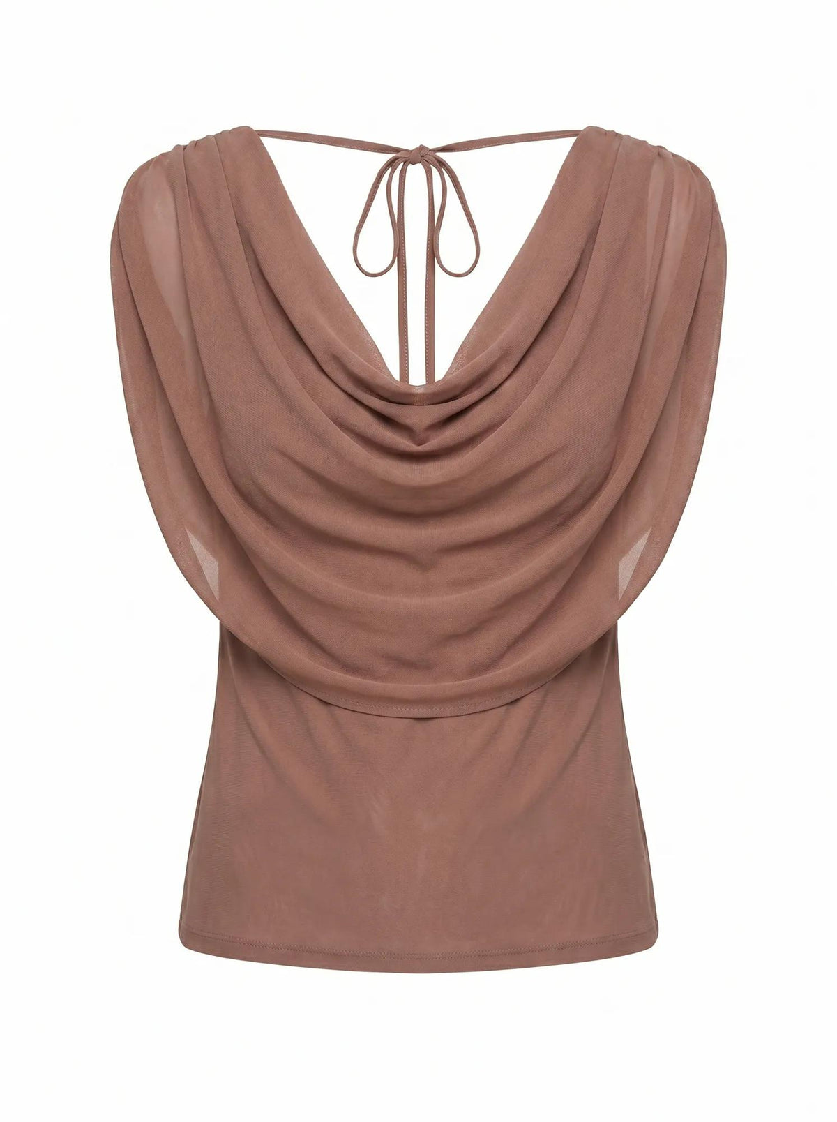 Olivia Draped Mesh Cape Top Portobello_mannequin