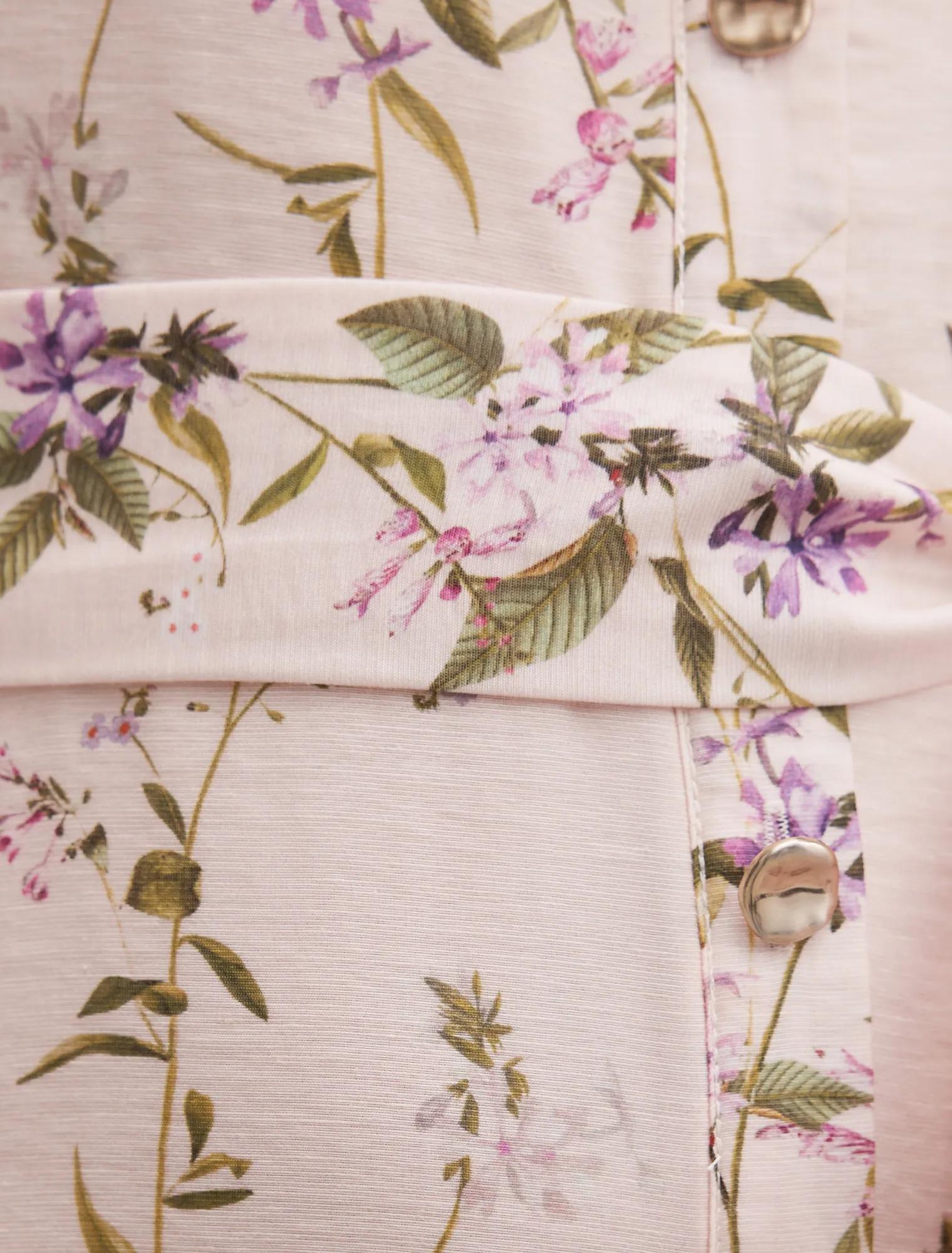 Hazel Petite Shirt Midi Dress Pink Glade Floral