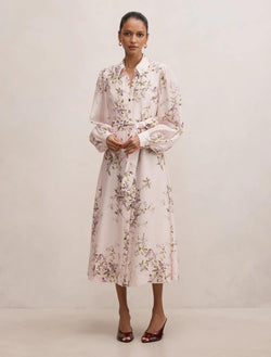 Hazel Petite Shirt Midi Dress Pink Glade Floral