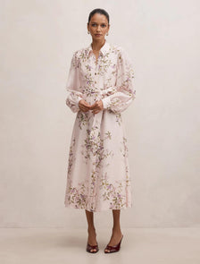 Hazel Petite Shirt Midi Dress Pink Glade Floral