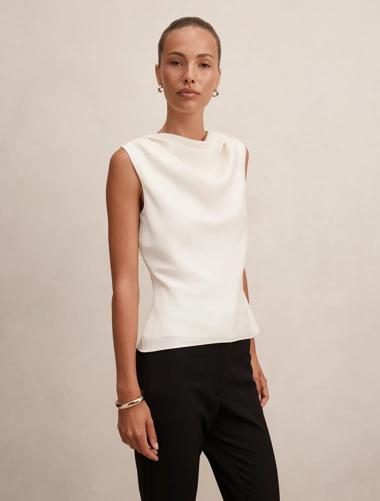 Scout Sleeveless Drape Top Classic Ivory