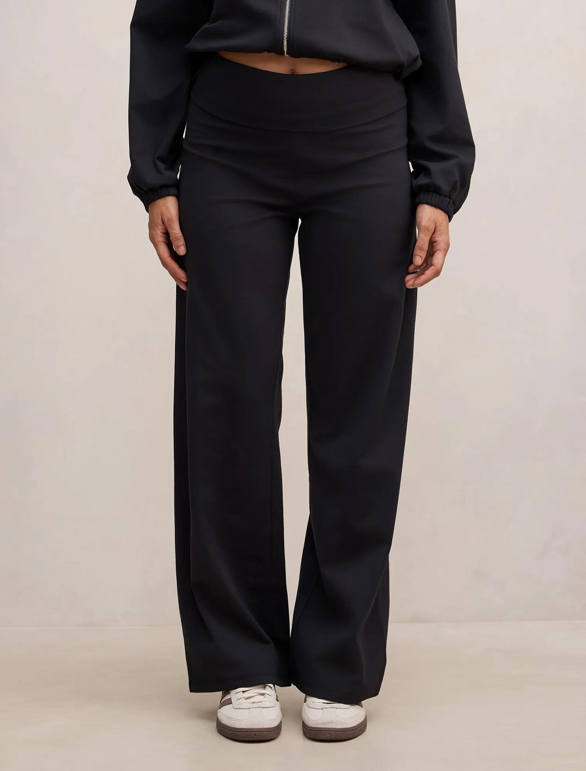 Wren Fold Waist Wide Leg Pant Black