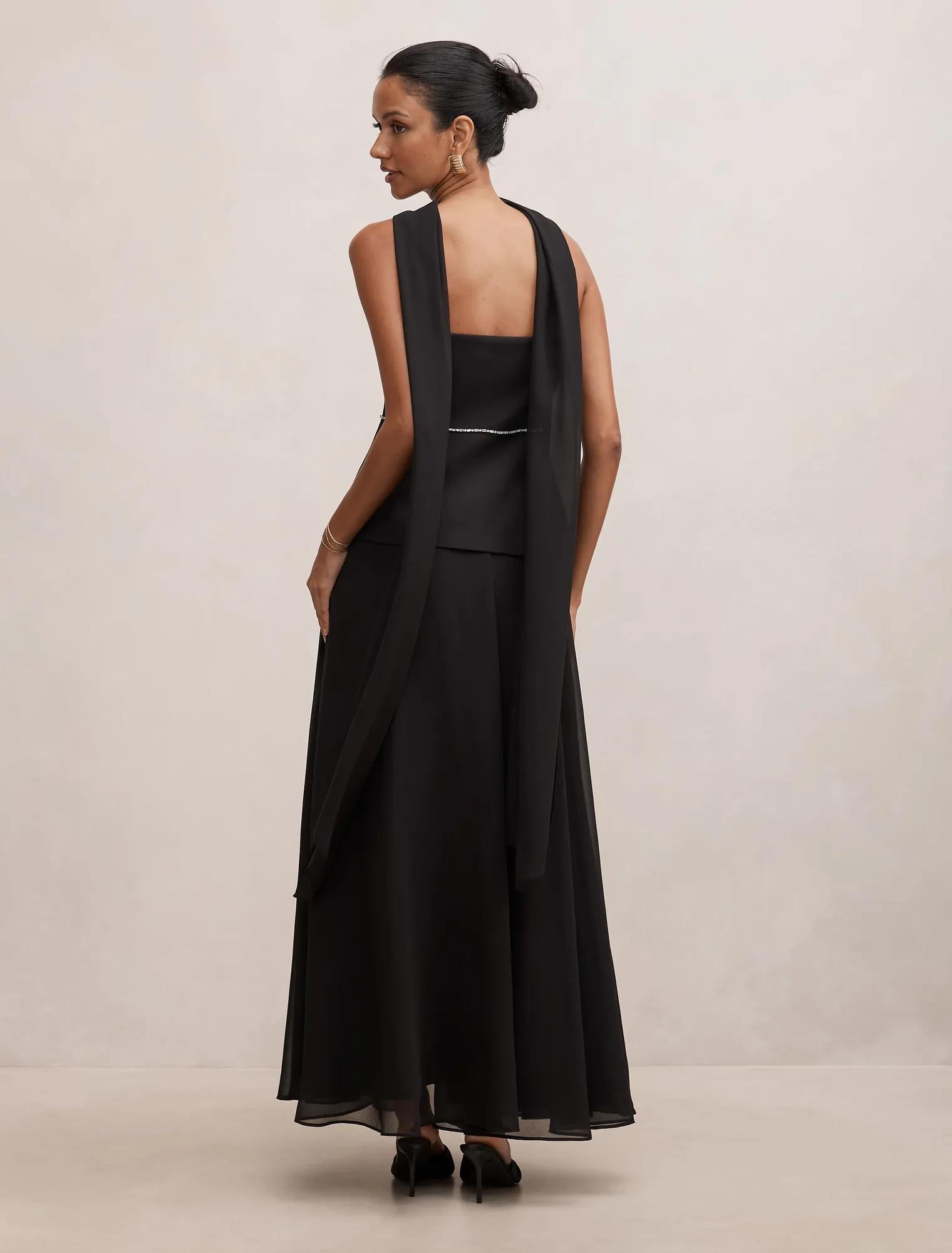Laney Petite Corset Maxi Dress Black