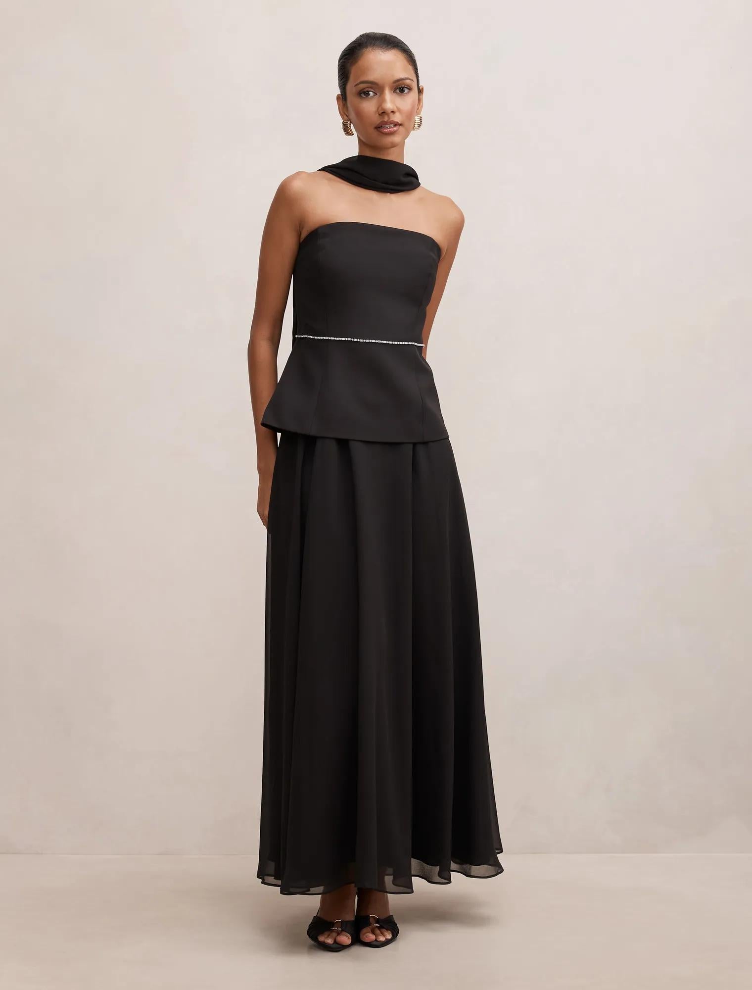 Laney Petite Corset Maxi Dress Black