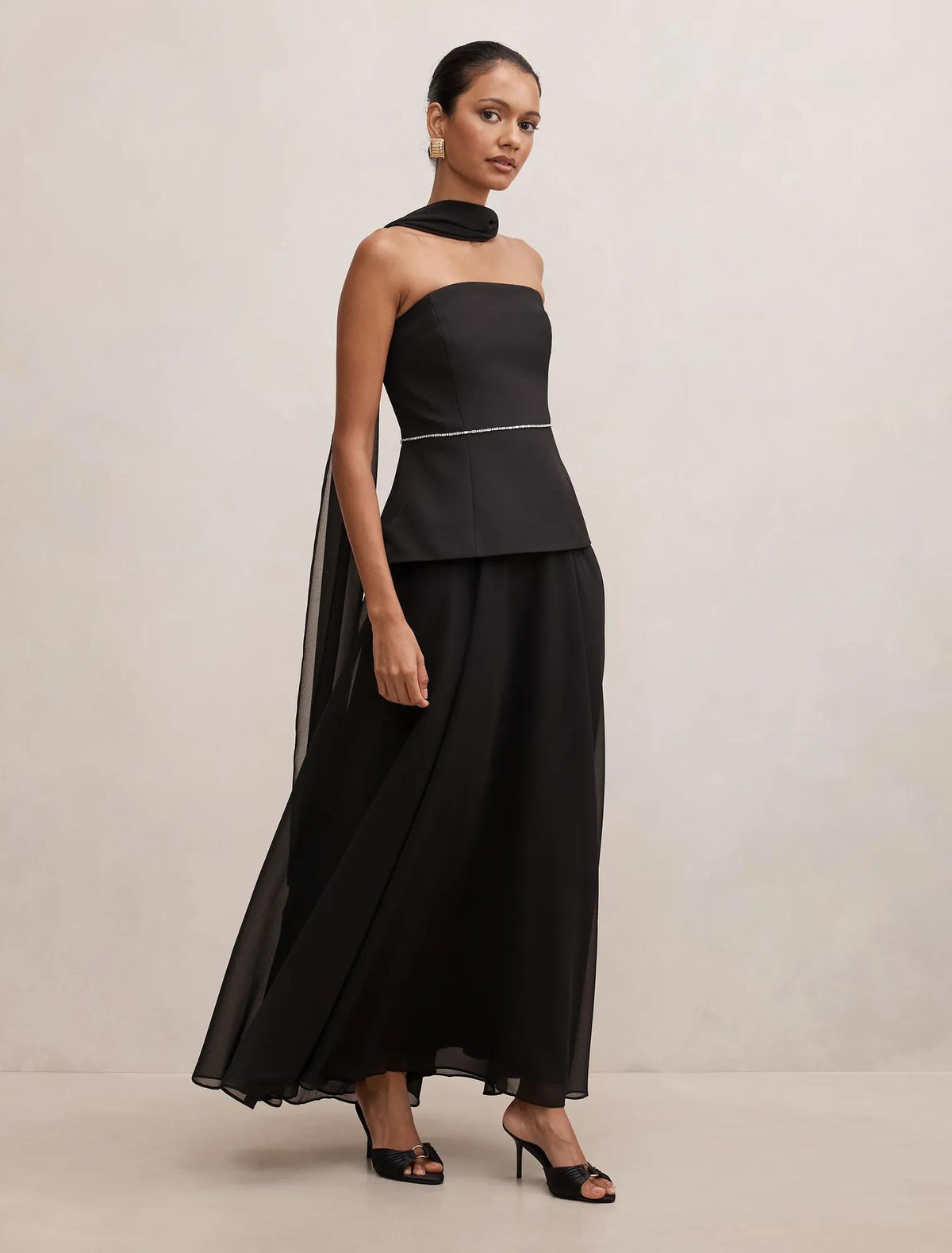 Laney Petite Corset Maxi Dress Black