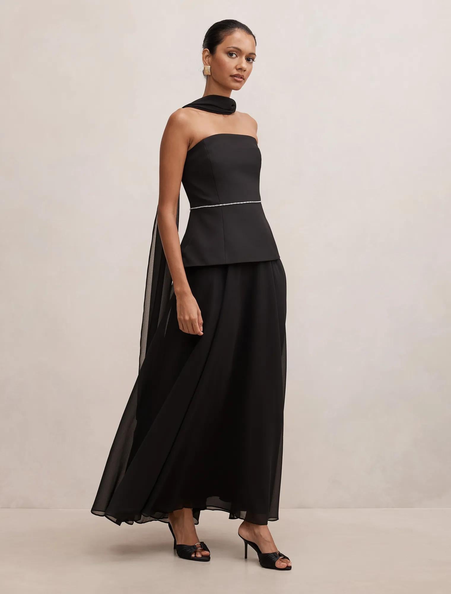 Laney Petite Corset Maxi Dress Black