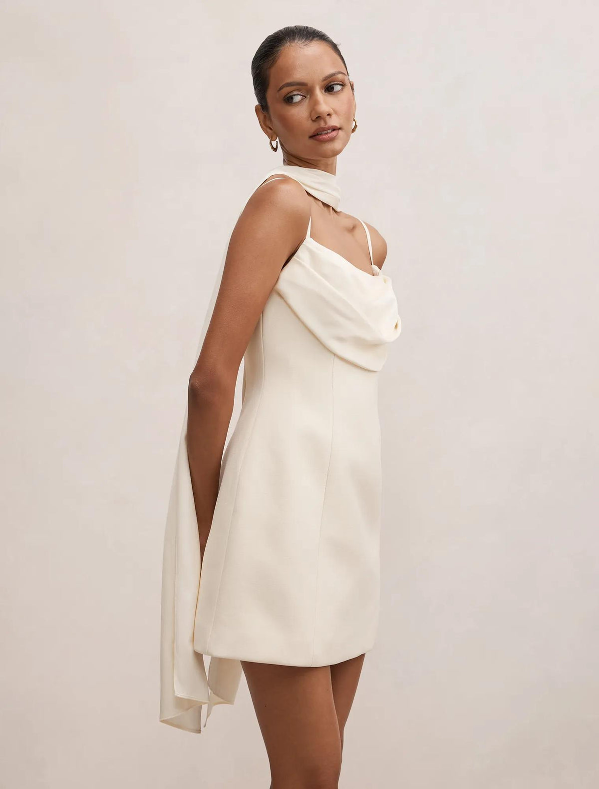 Darcy Petite Scarf Mini Dress Cannoli Cream