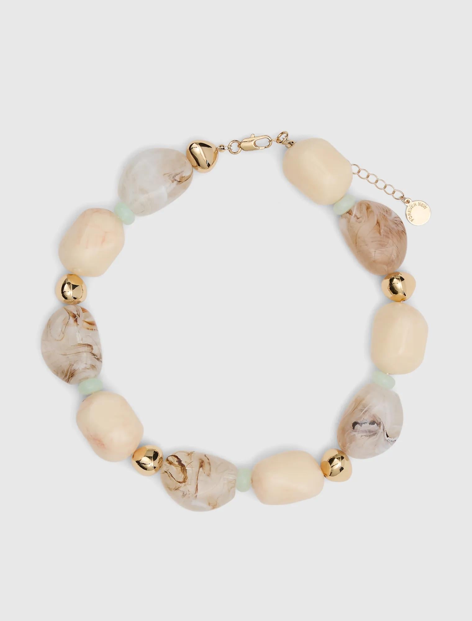 Signature Brianna Bead Necklace Blue/Ivory_mannequin