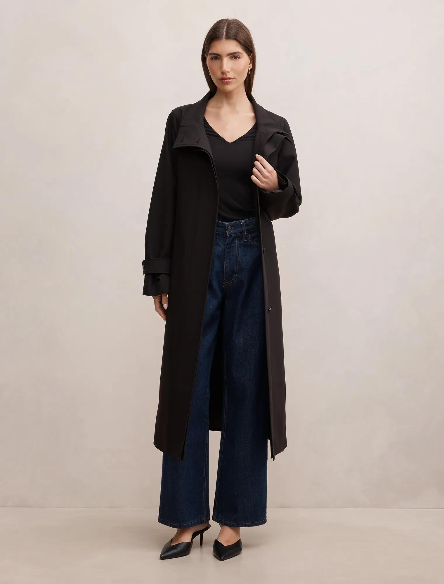 Florence Funnel Neck Trench Black