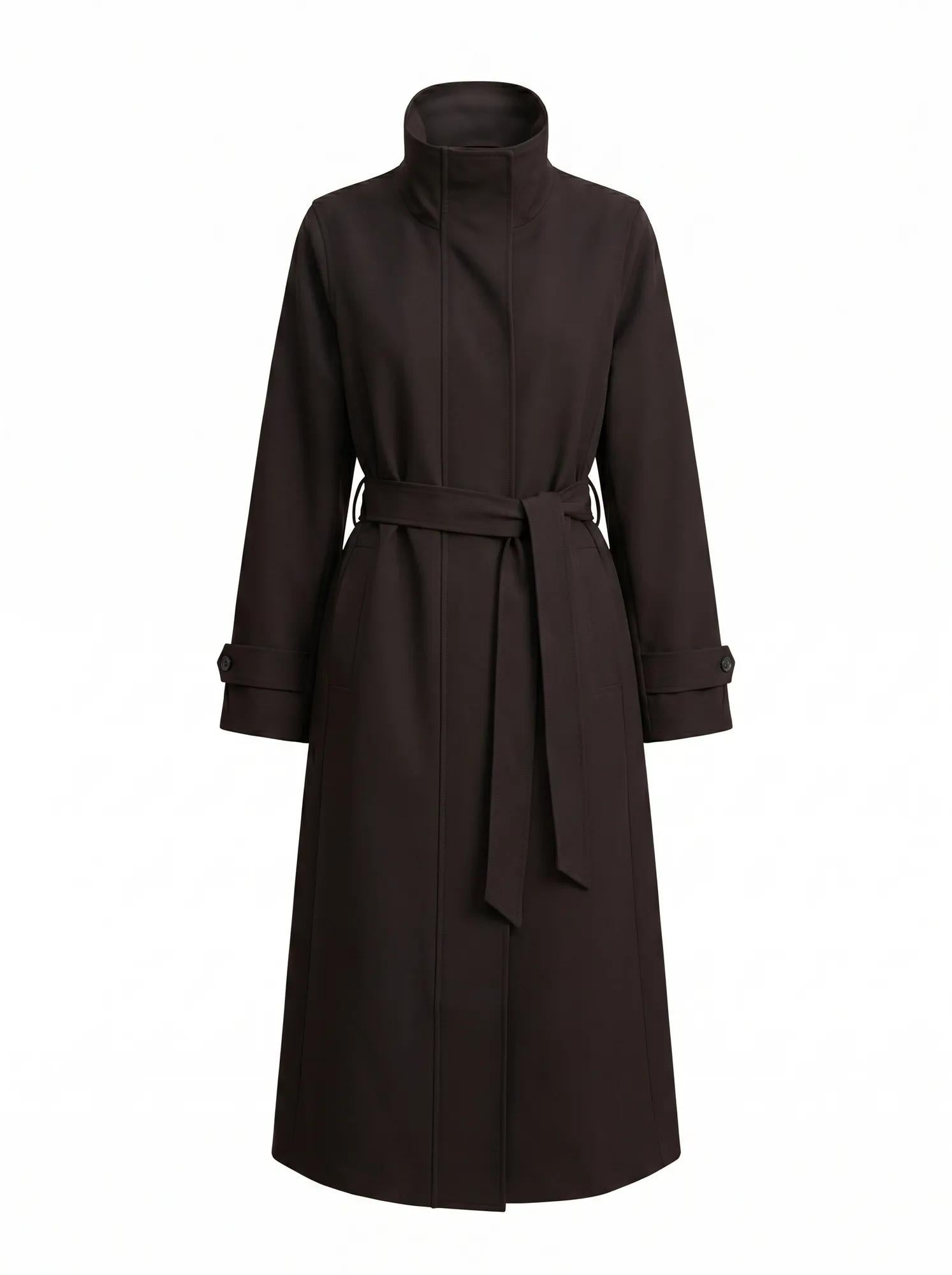 Florence Funnel Neck Trench Black_mannequin