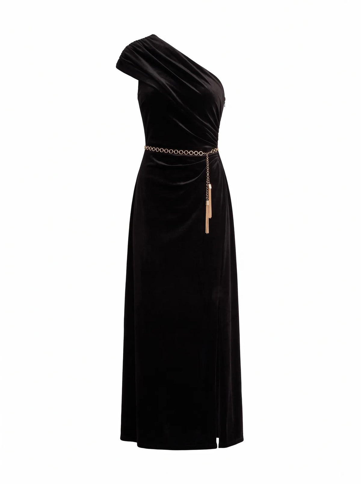 Venita One Shoulder Velvet Maxi Black_mannequin