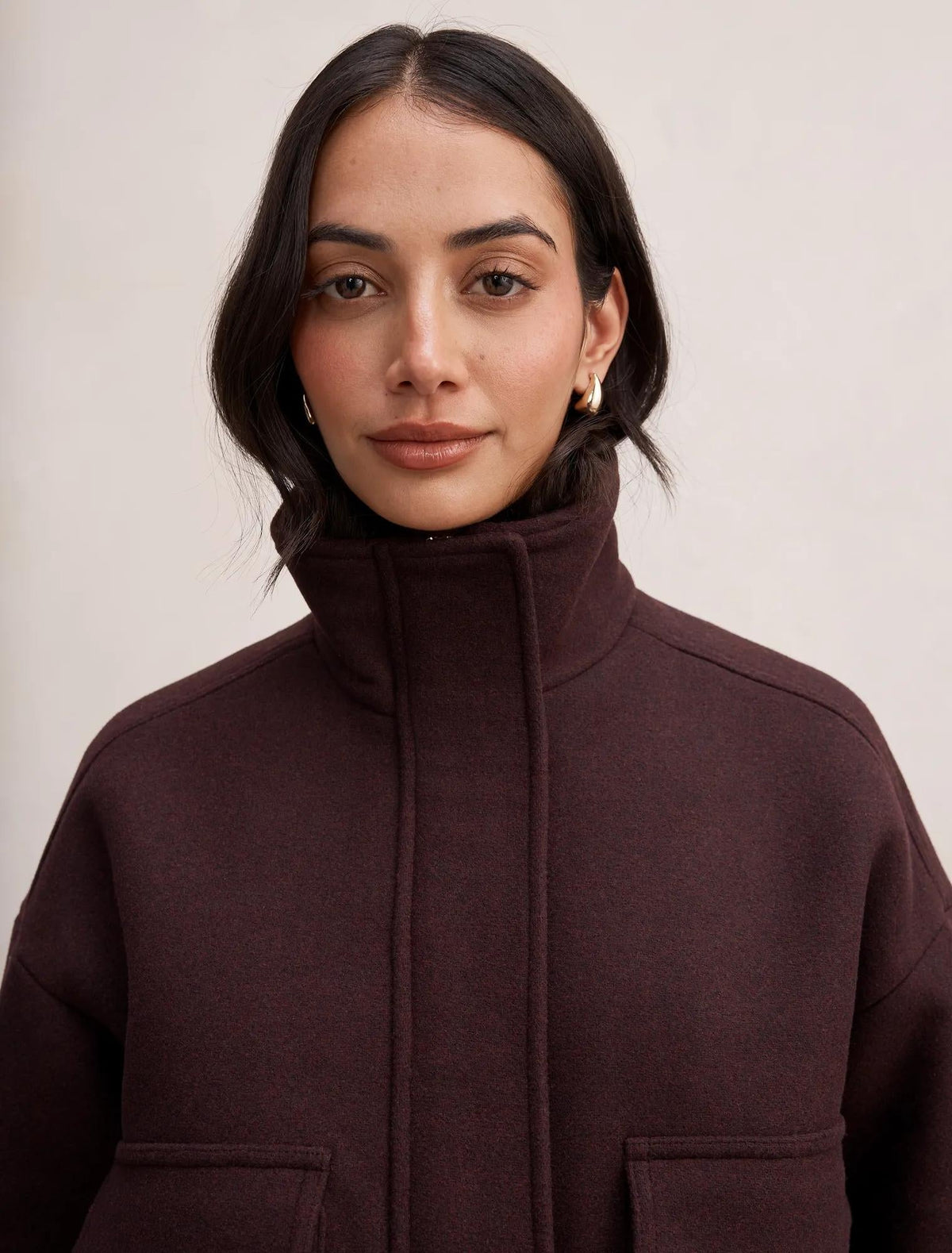 Quinn Funnel Neck Jacket Plum