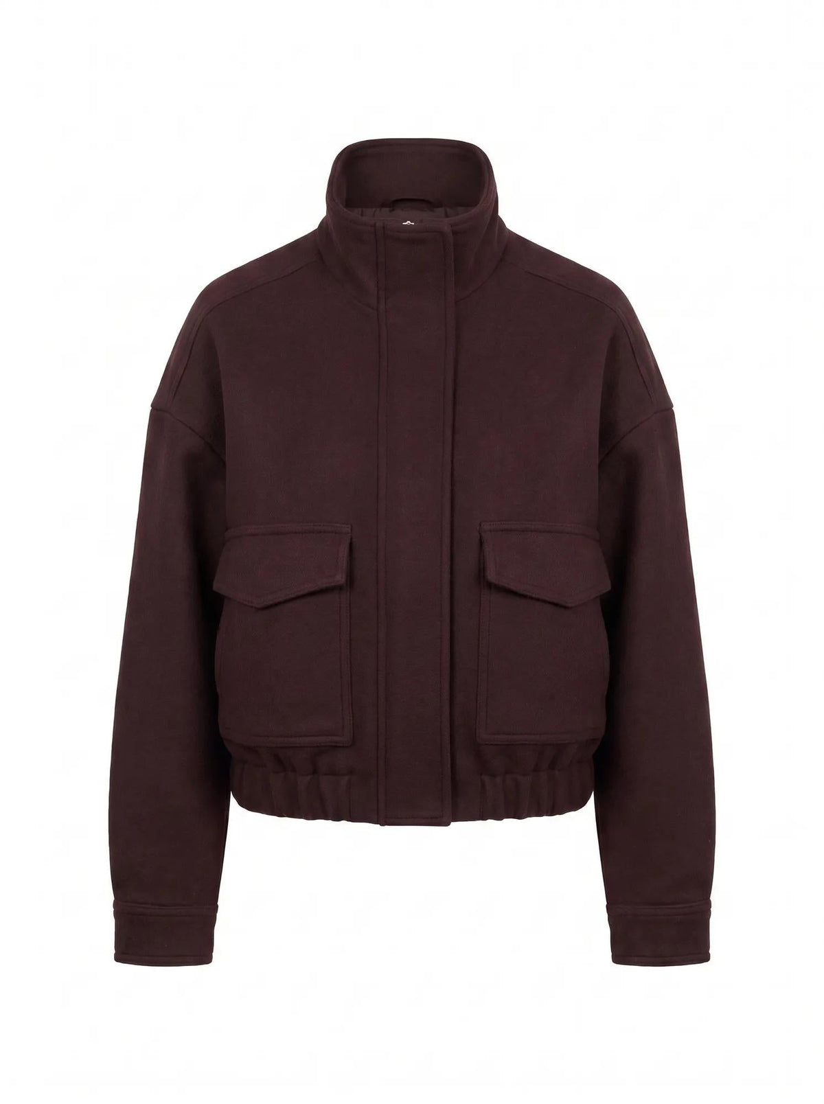 Quinn Funnel Neck Jacket Plum_mannequin