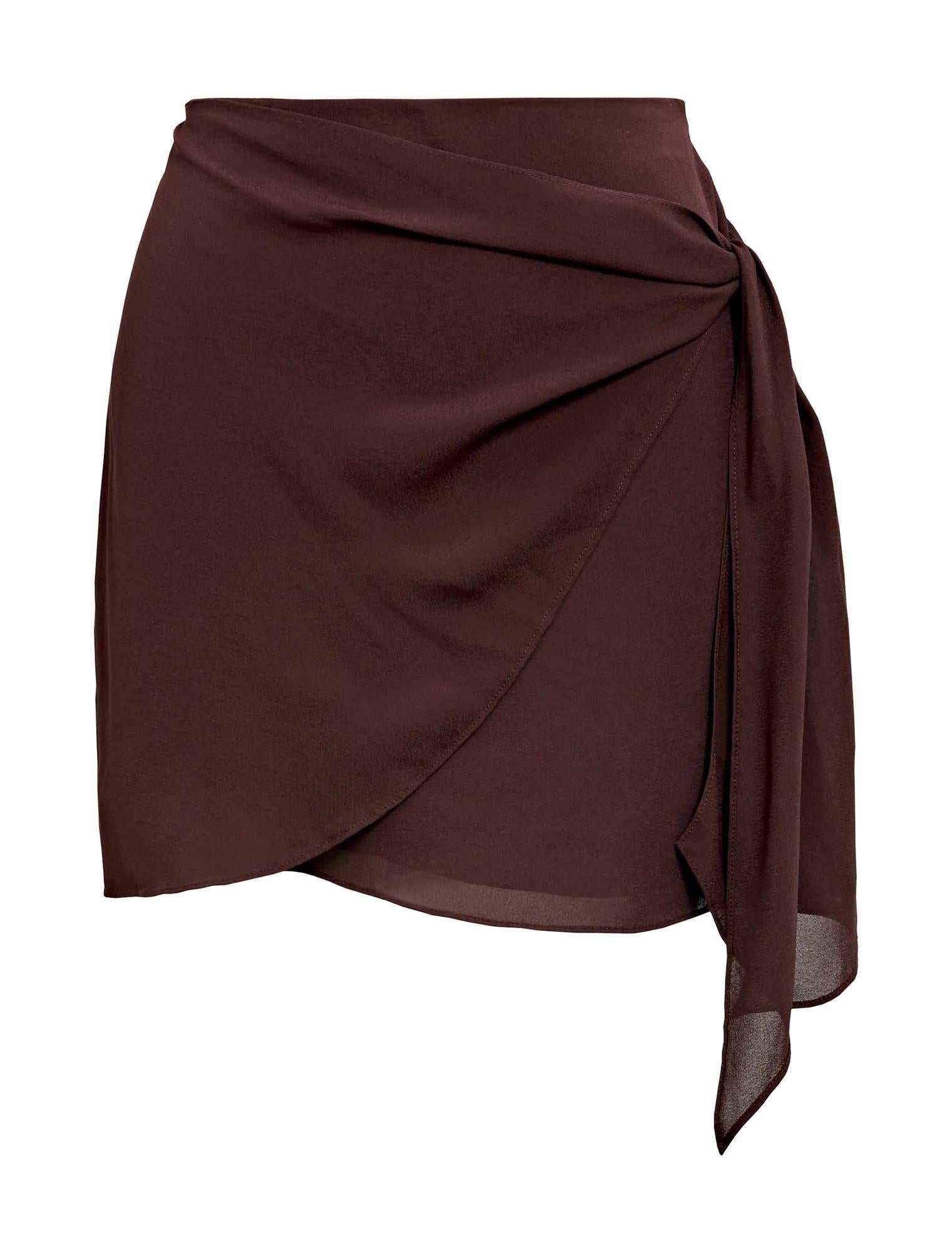 Isobel Tie Mini Skirt Chocolate_mannequin