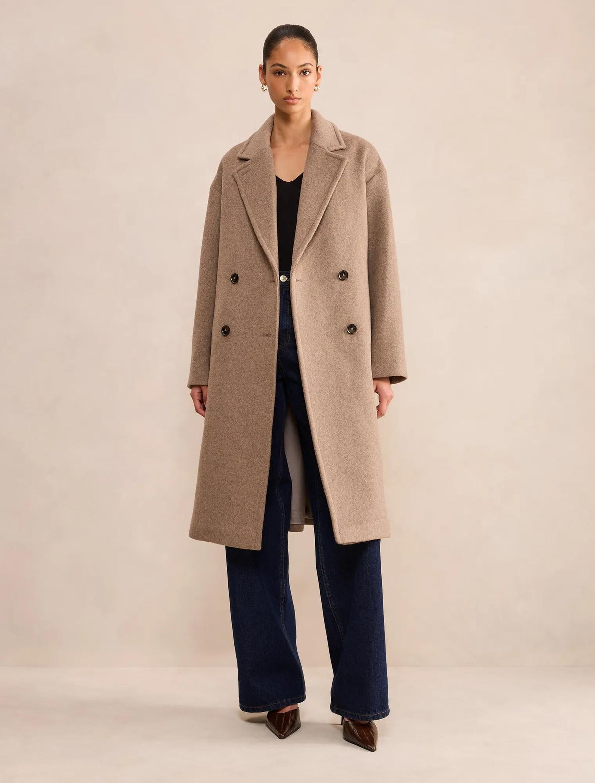 Lila Oversize Slouch Coat Mushroom Neutral