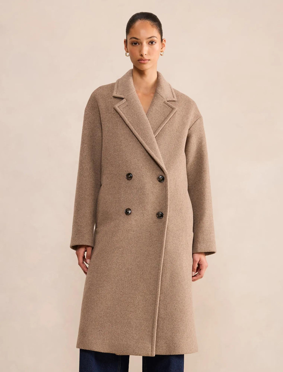 Lila Oversize Slouch Coat Mushroom Neutral